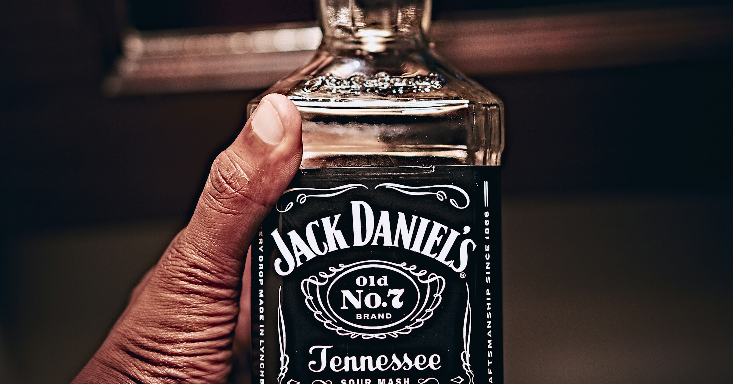 A Jack Daniel's Old No. 7 whiskey bottle