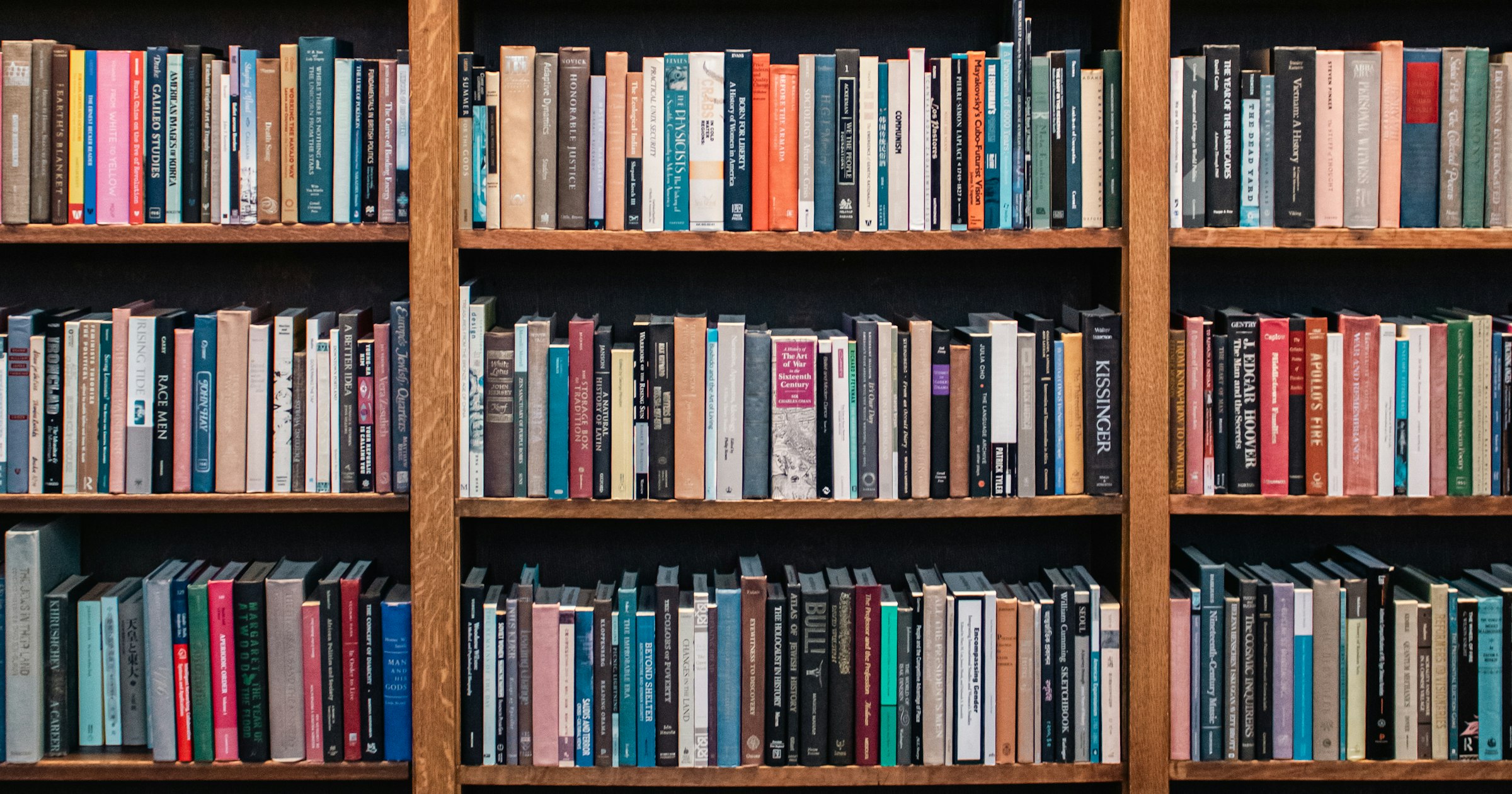 Library shelves full of books
